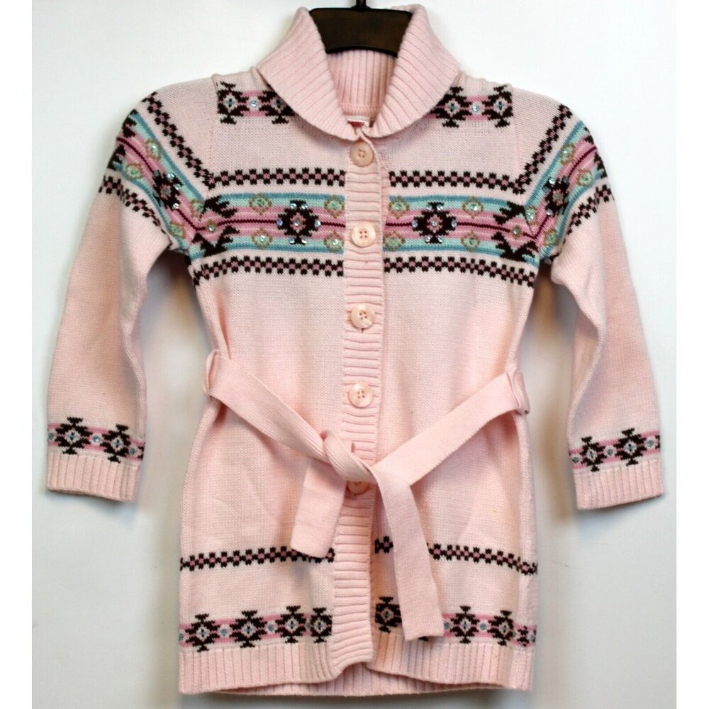 2006 Gymboree Park City Luxe Pink Fair Isle Sweater Duster sz 12 NWT Knit